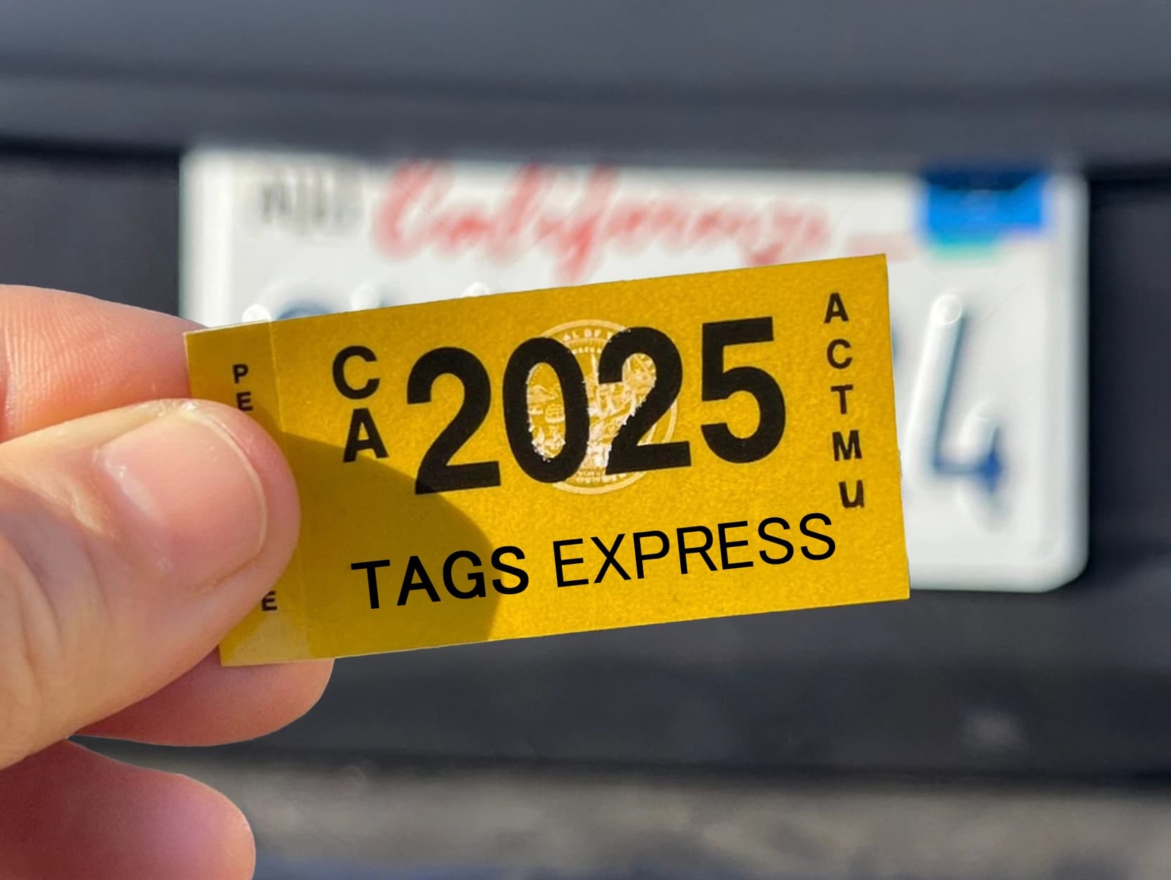 California vehicle registration renewal card and sticker